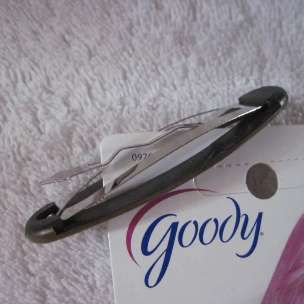 2 Goody Heather Black Brown Striped Tan Flexible Plastic Cover Metal Snap Clips